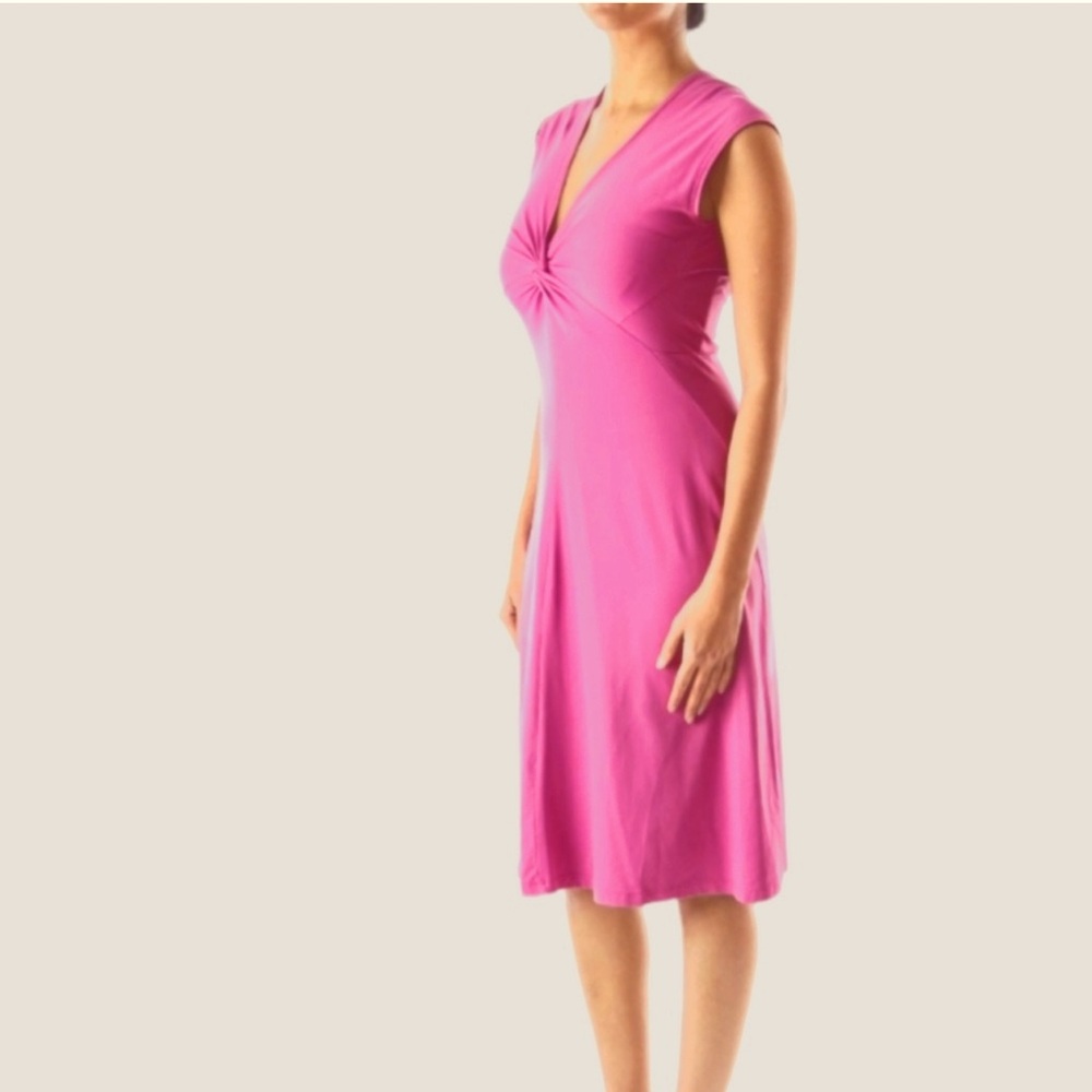 Talbots KNIT JERSEY FIT & FLARE Fuchsia Midi Dress